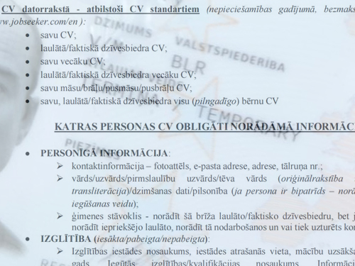 CV для вида на жительство в Латвии